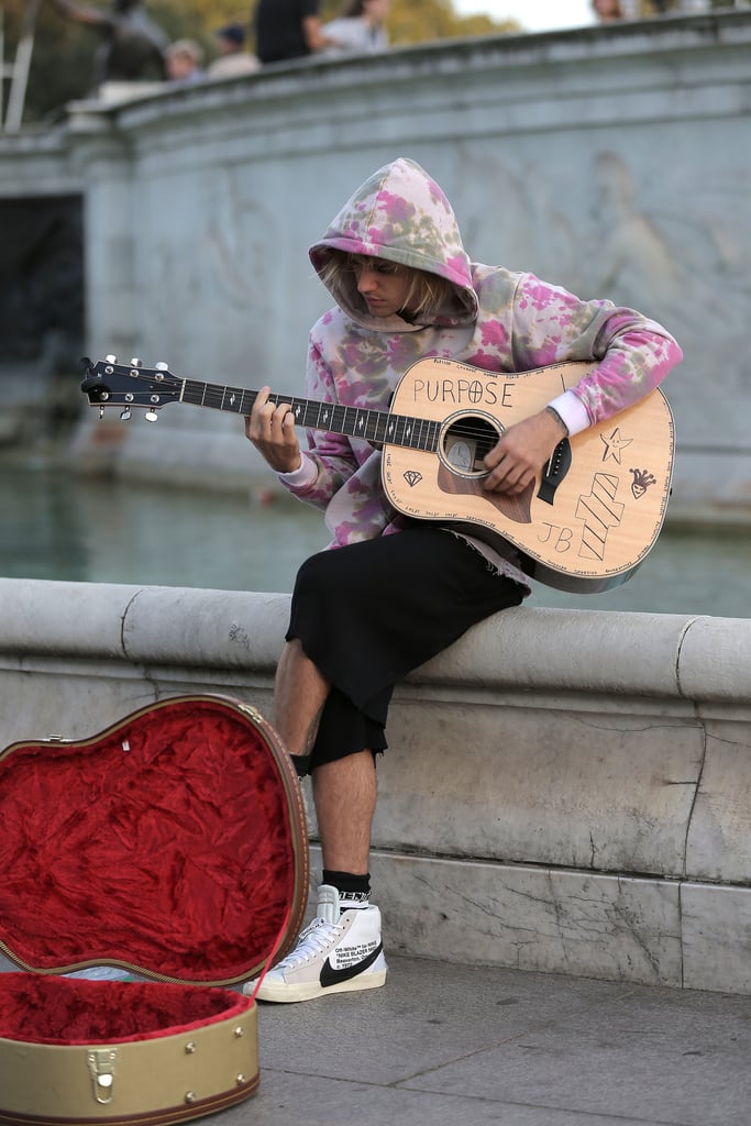 Justin Bieber Tie-Dye Sweatshirt Singing in London