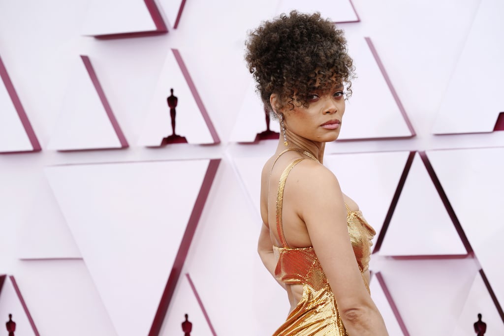 See Andra Day's Gold Cutout Dress at the 2021 Oscars