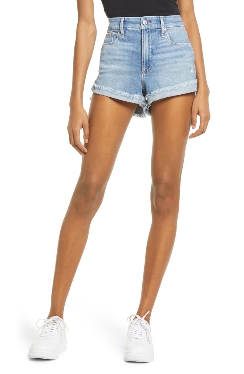 Good American Good Curve High Waist Denim Shorts