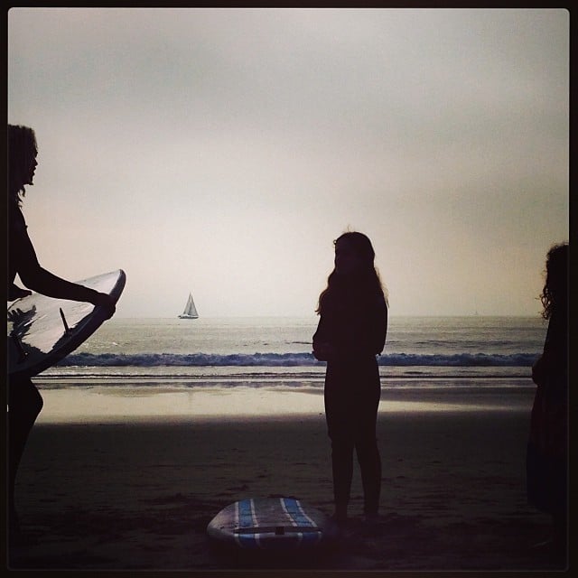 Soleil Moon Frye's daughters enjoyed a Winter surfing lesson over their Winter break.
Source: Instagram user moonfrye