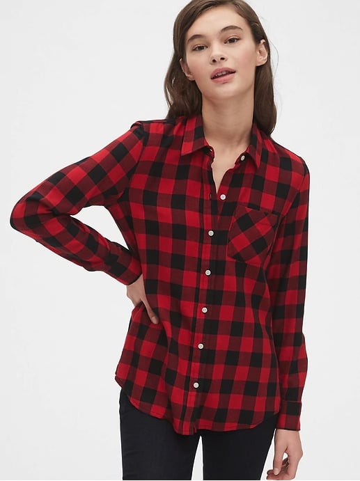 Plaid Flannel Shirt Red Buffalo Check