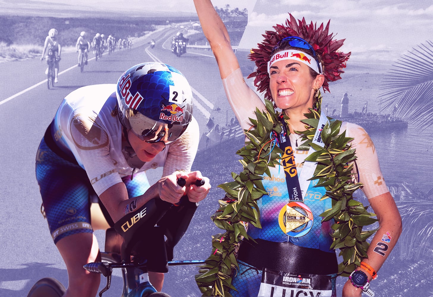 a photo of winner Lucy Charles-Barclay at the first-ever women's-only Ironman World Championships in Hawai'i