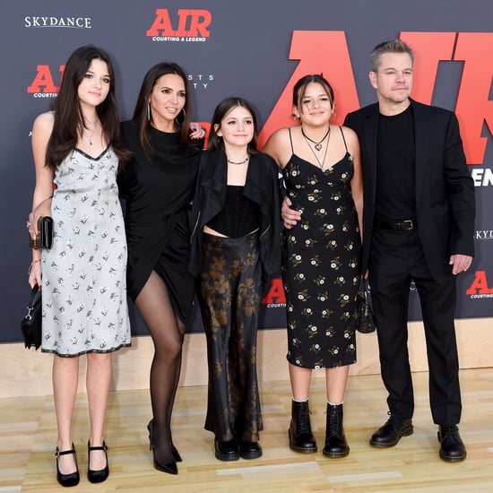 Matt Damon, Luciana Barroso, and Daughters at Air Premiere