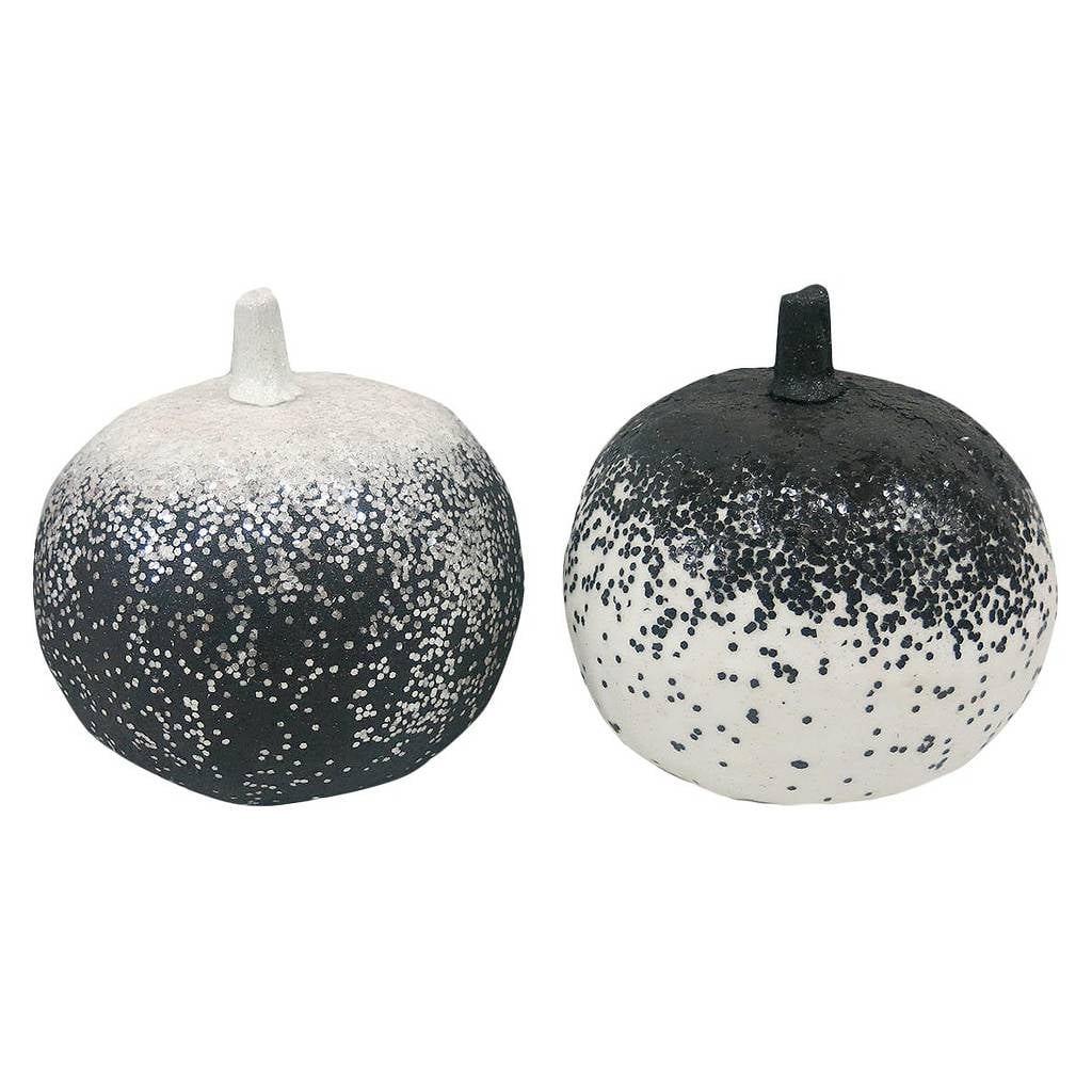 Black and White Glitter Décor Pumpkin