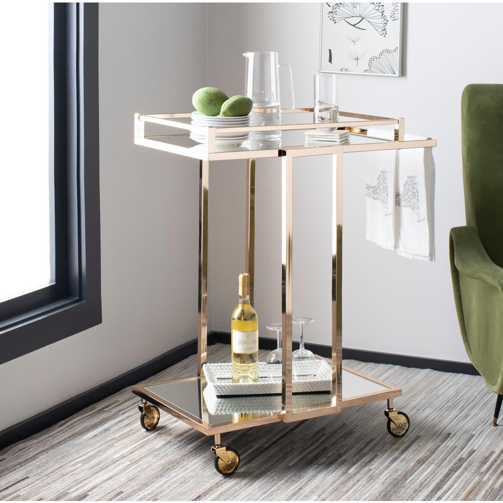 Capri 2-Tier Rectangle Bar Cart Gold