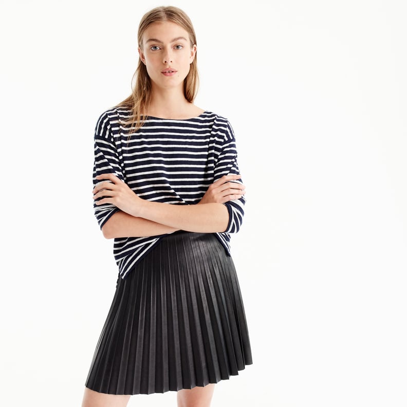 J.Crew Faux-Leather Pleated Miini Skirt