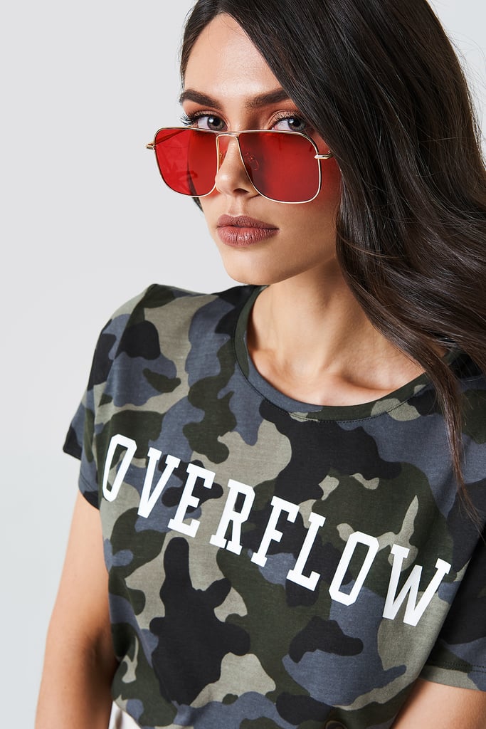 NA-KD Squared Metal Sunglasses Red