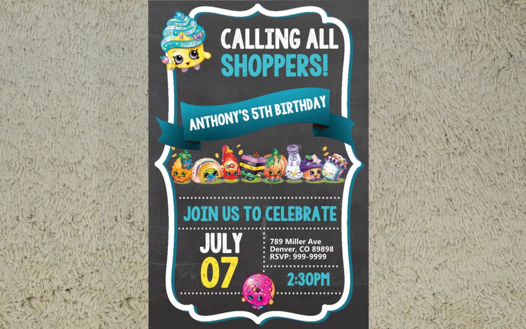 Shopkins "Calling all shoppers" party invitation ($7).