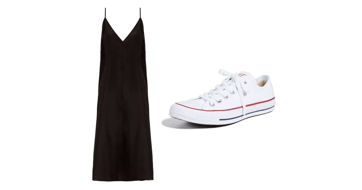 slip dress and sneakers