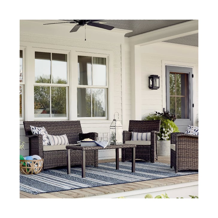 Halsted 4Piece AllWeather Wicker Patio Conversation Set Best