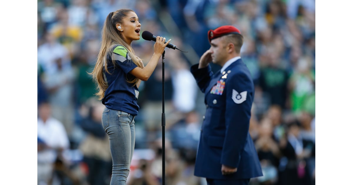 And Sang the National Anthem at an NFL Game Ariana Grande 2014