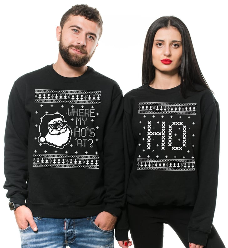Ho Ho Ho Matching Couples Sweatshirts Ugly Christmas Sweaters For
