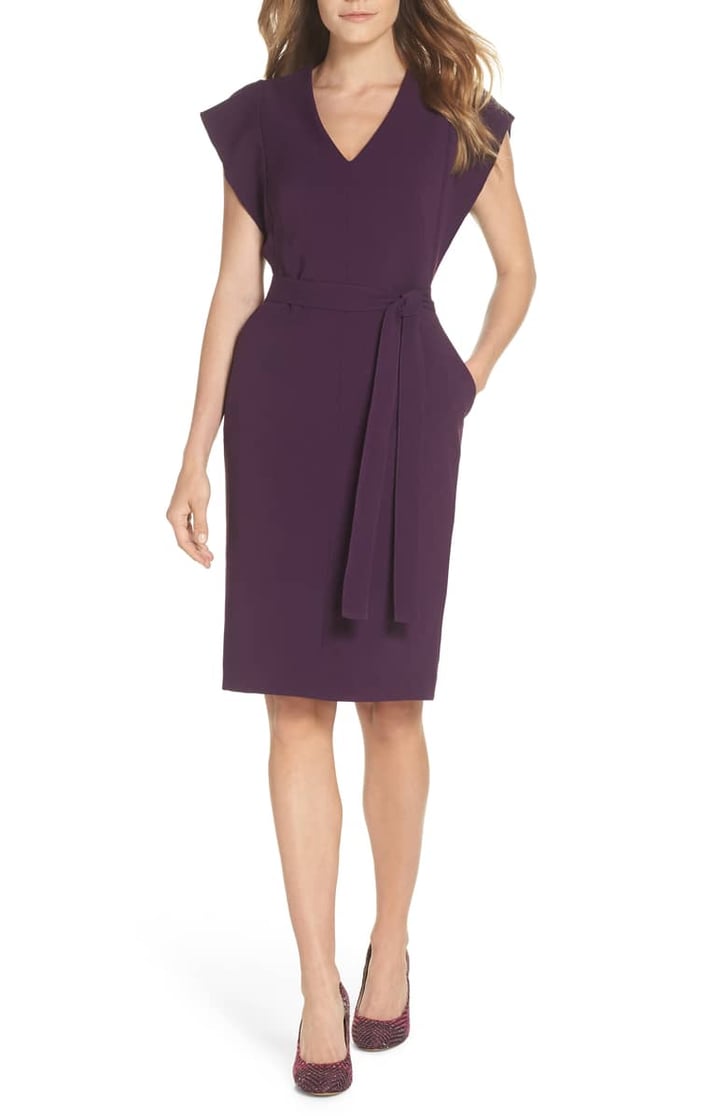 eliza j ruffle sleeve sheath dress
