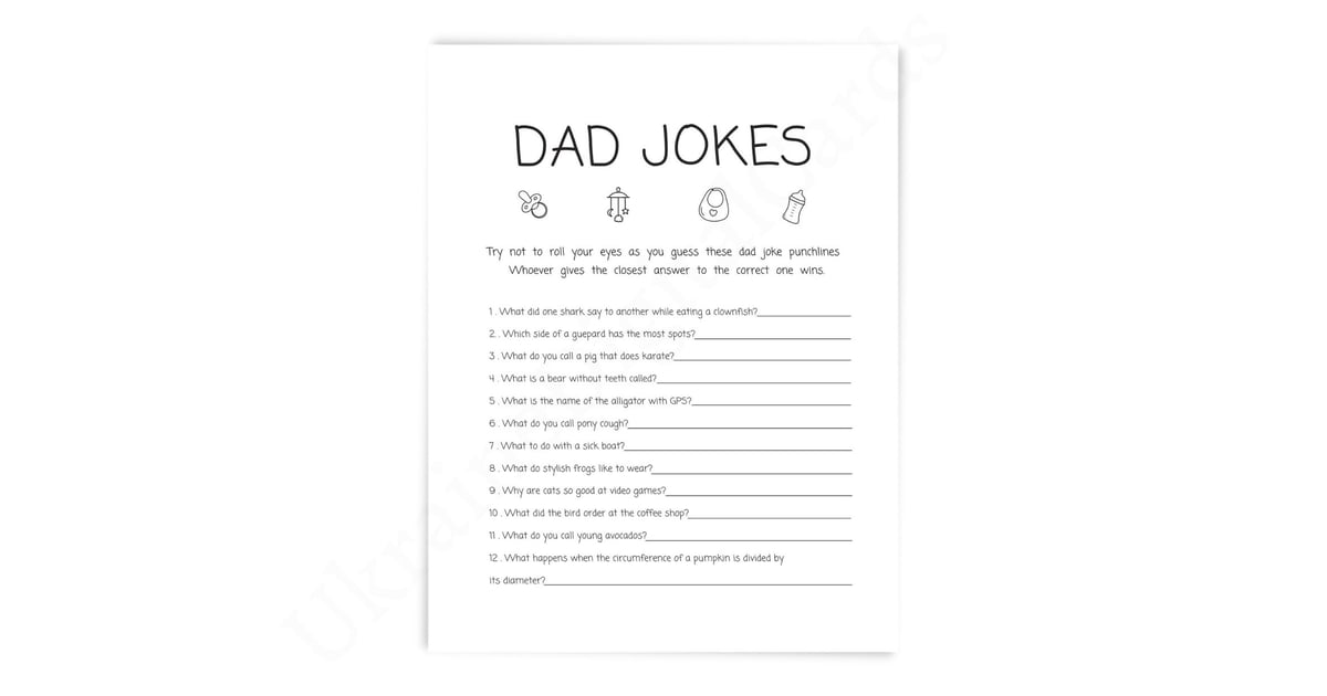 BabyShower Games For Men Dad Jokes BabyShower Games For Men