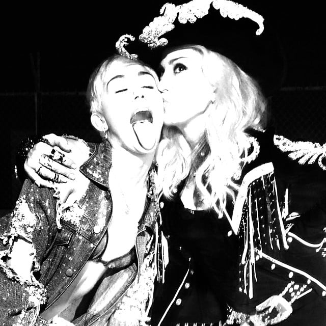 Madonna kissed Miley Cyrus while the two were working on the 21-year-old's MTV Unplugged special. 
Source: Instagram user madonna