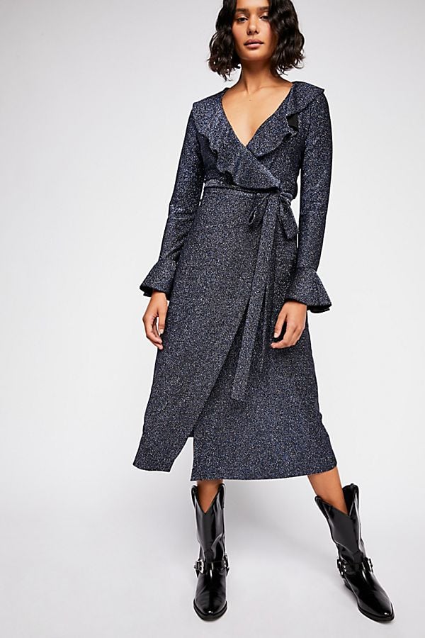 One More Time Lurex Wrap Dress