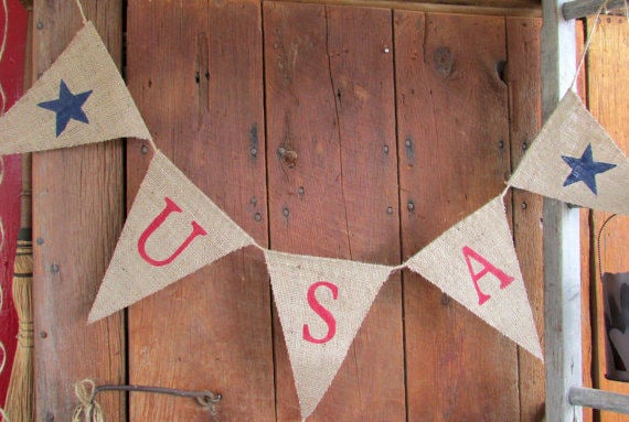 USA Burlap Banner