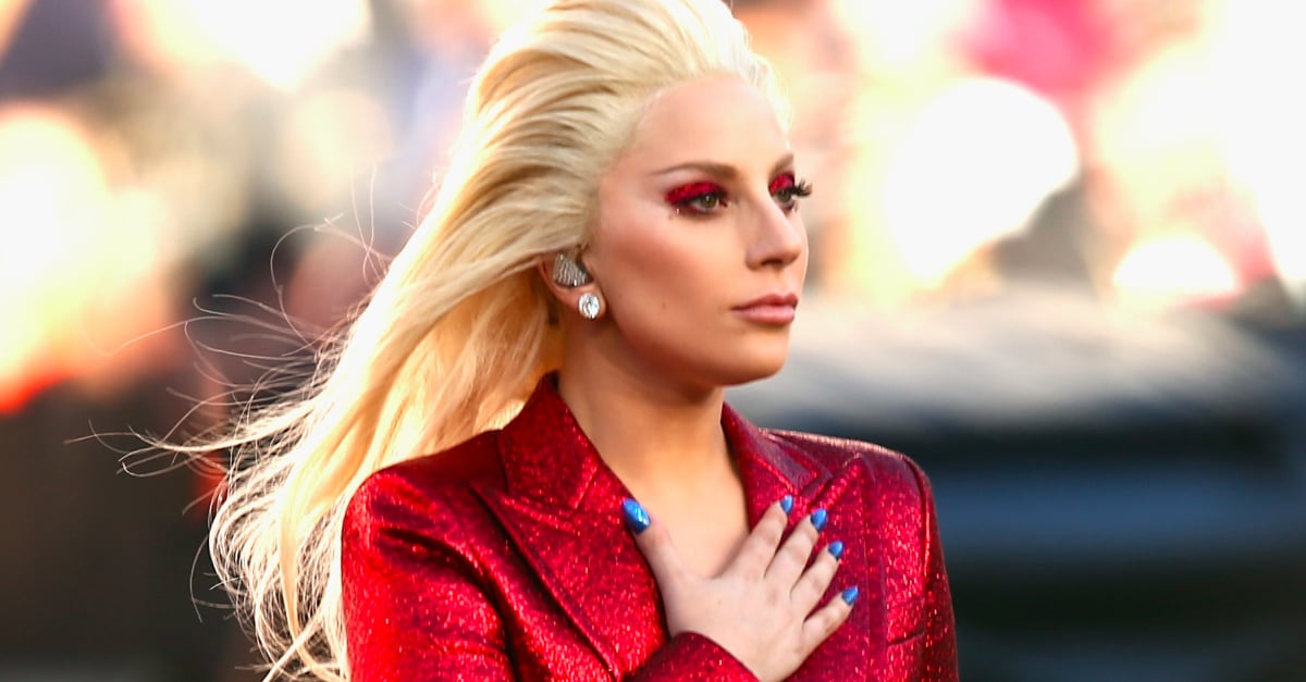 Lady Gaga red glitter eyes Super Bowl Makeup: Tutorial & Pictures