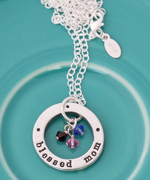 Blessed Mom Birthstone Necklace