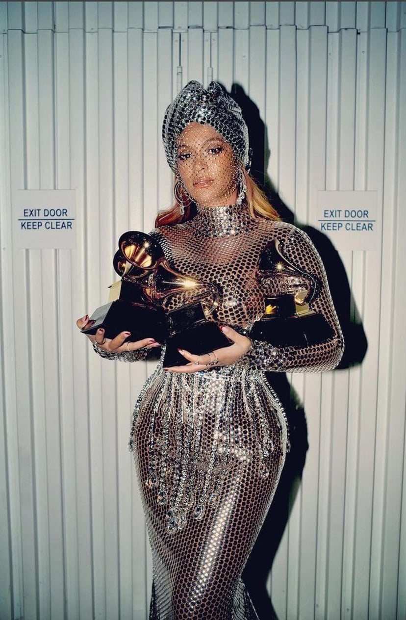 Beyonc Wears Custom Burberry to 2021 Grammys Afterparty