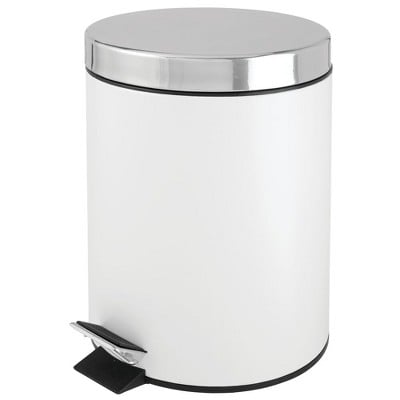 mDesign Small Round Step Trash Can Rubbish Bin