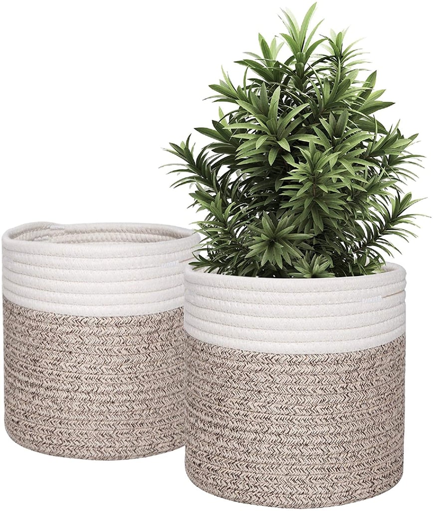 For a Natural Element: Woven Basket Planter
