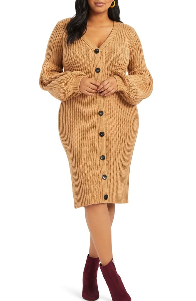 Eloquii Balloon-Sleeve Sweater Dress