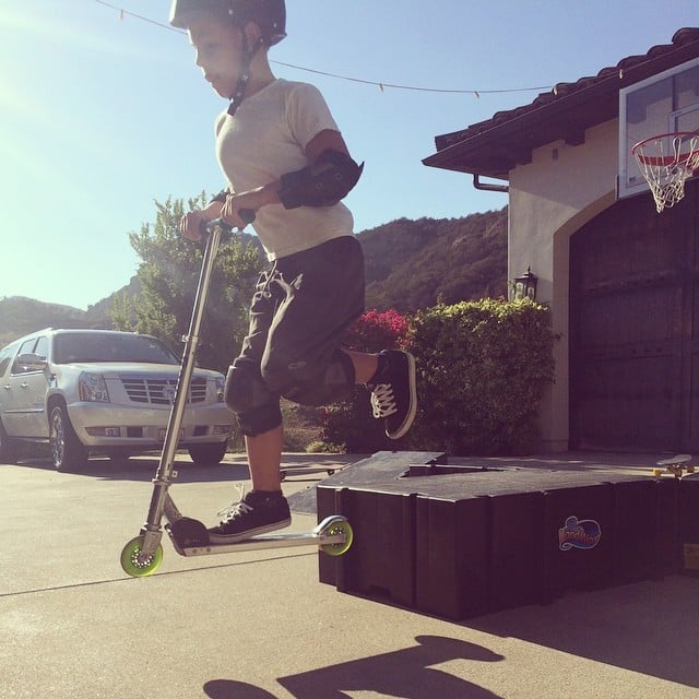 While Britney takes chances with her dance moves, Sean Preston gets daring on his scooter. "My own little @TonyHawk #ActionShot," she captioned this snap in August 2014.