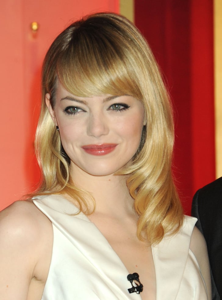Emma Stone | Trendy Celebrity Bangs For All Face Shapes and Hair ...