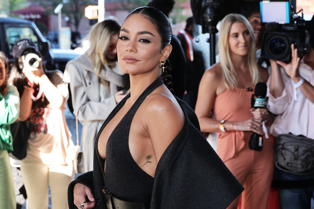 Vanessa Hudgens Wears Michael Kors Gray Cashmere Catsuit