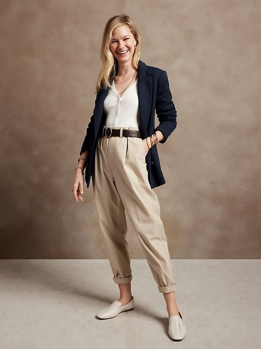 Banana Republic Factory Store Double Breasted Textured Cotton Blazer