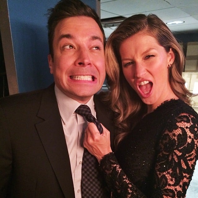 Gisele Bündchen grabbed onto Jimmy Fallon during an appearance on his late-night show.
Source: Instagram user giseleofficial