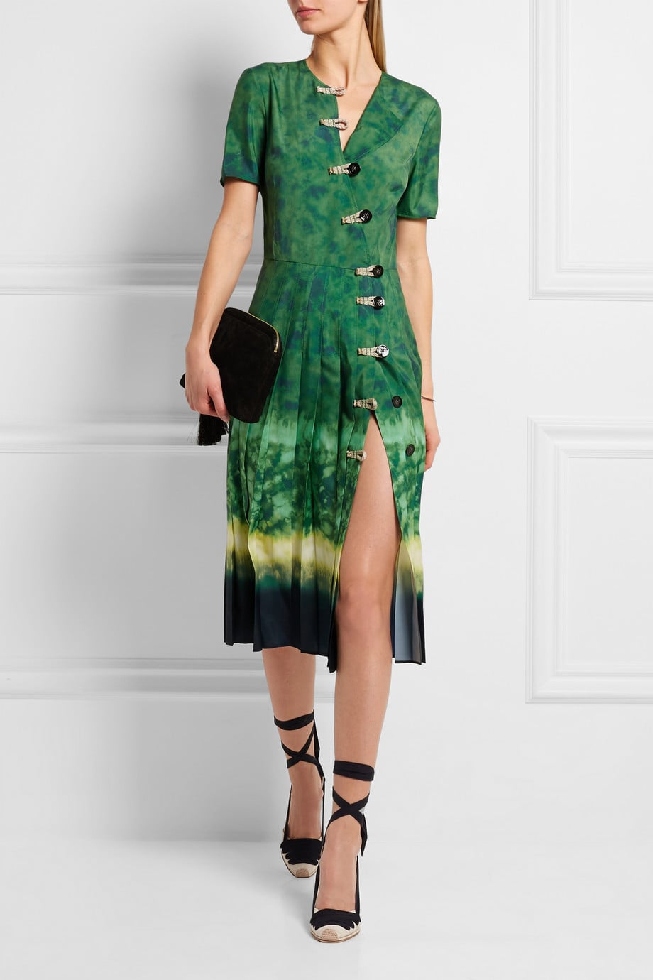 TIE-DYE SATIN EFFECT DRESS - Greenish