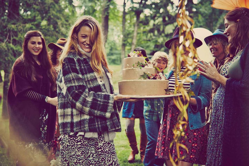 . . . and had a slice of that cake, which Blake carried out wearing a plaid Kristinit mohair coat.