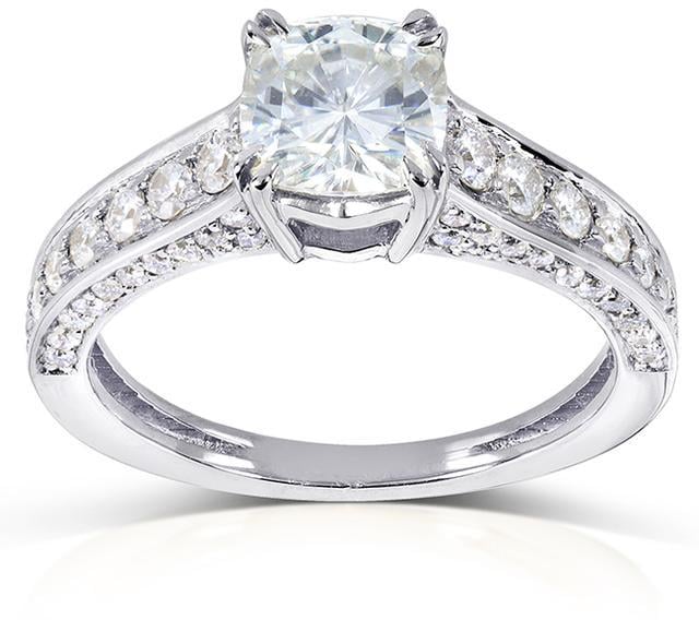 Kobelli Jewelry One Moissanite and Diamond Engagement Ring