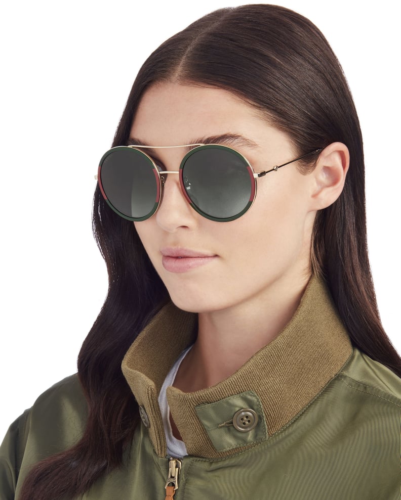 Gucci Bi-Color Round Aviator Sunglasses