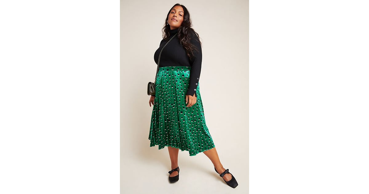 Carly pleated velvet midi skirt Clearance