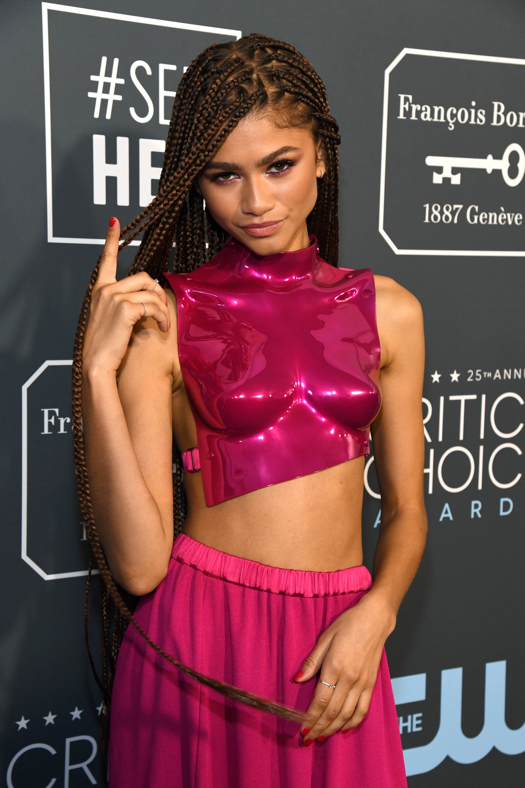 Fashion, Shopping & Style | Zendaya Looks Like a Pink Warrior Princess  Wearing Tom Ford at the Critics' Choice Awards | POPSUGAR Fashion Photo 8