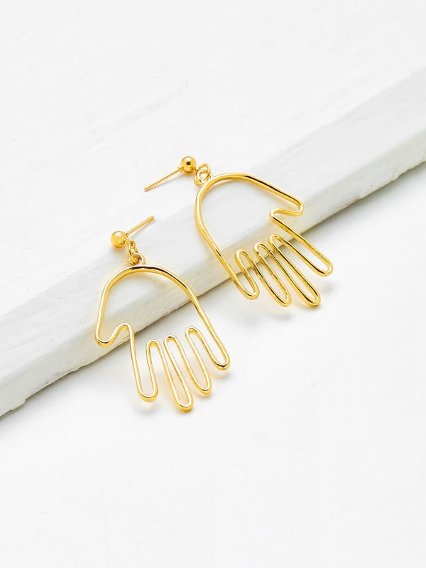 Shein Hollow Palm-Shaped Drop Earrings