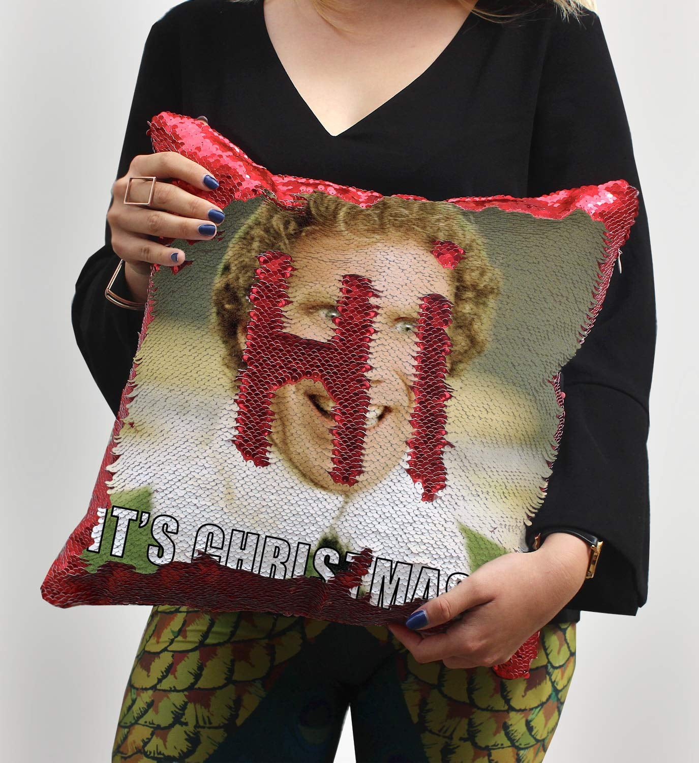 Buddy The Elf Sequin Pillow You Re A Cotton Headed Ninny Muggins