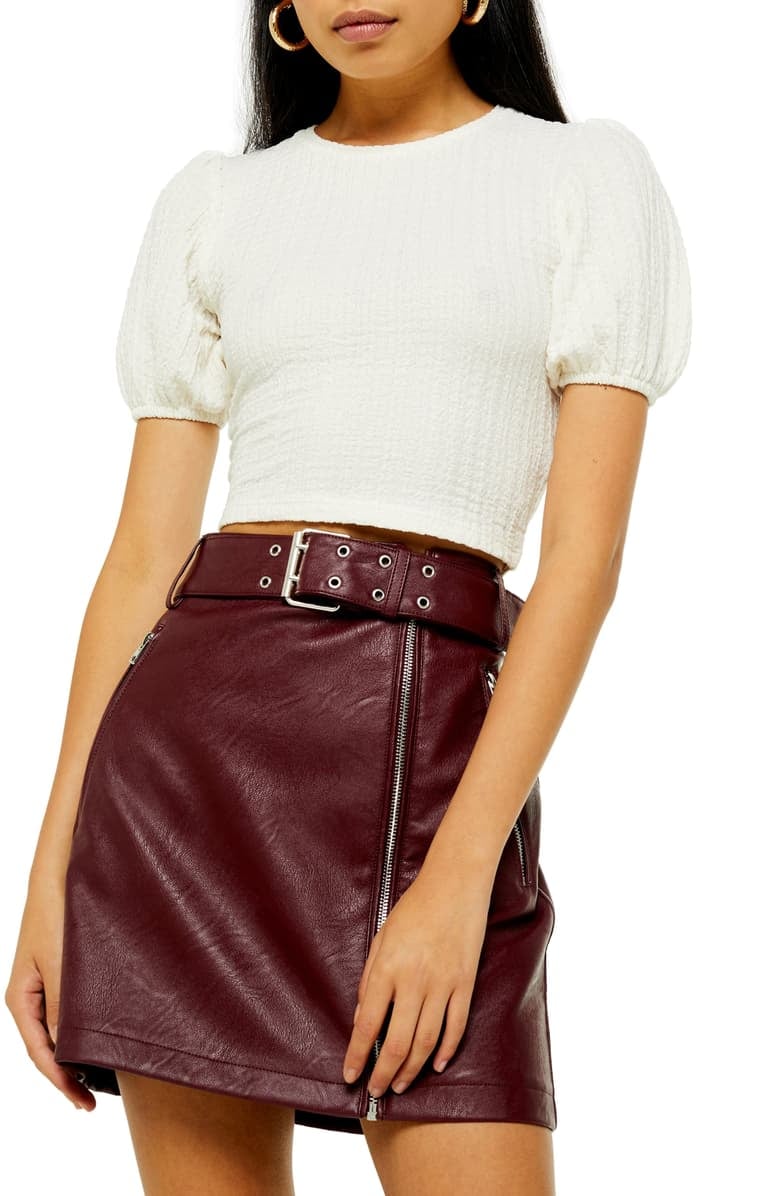 Topshop Puff Sleeve Crop Top