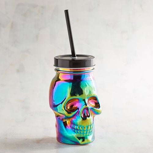 Skull Travel Tumbler with Straw