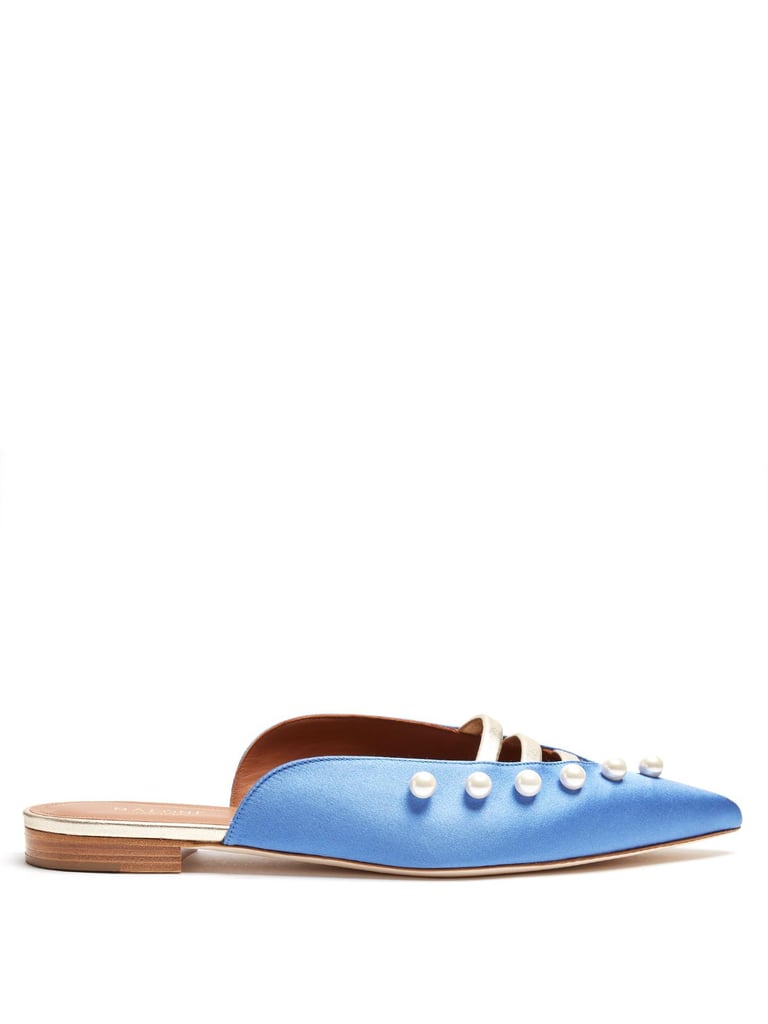 Malone Souliers Zelda Faux-Pearl Embellished Satin Loafers