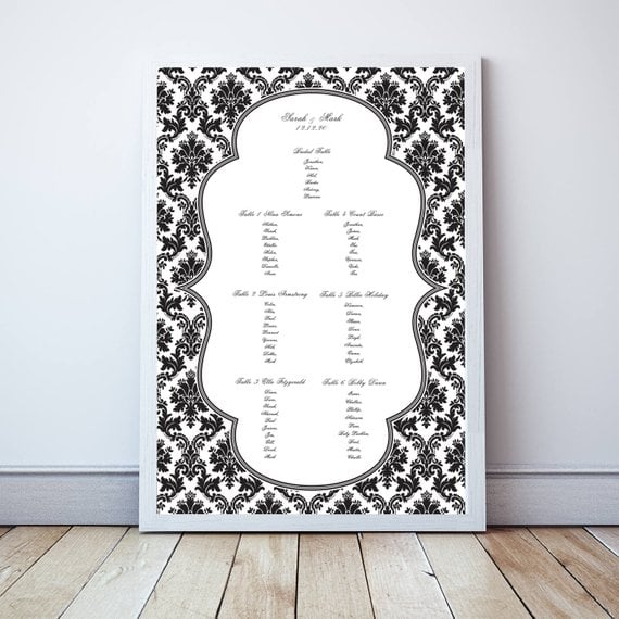 Damask Wedding Seating Chart