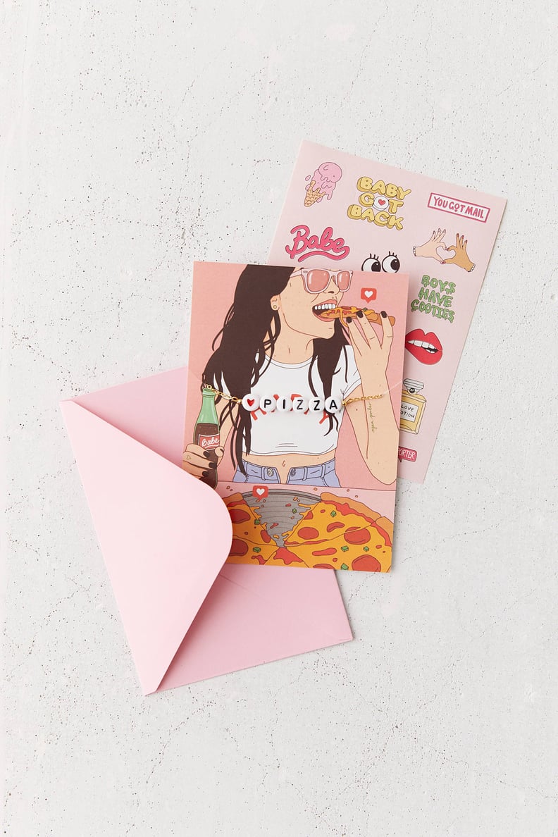 Letter Bracelet Greeting Card in Pizza