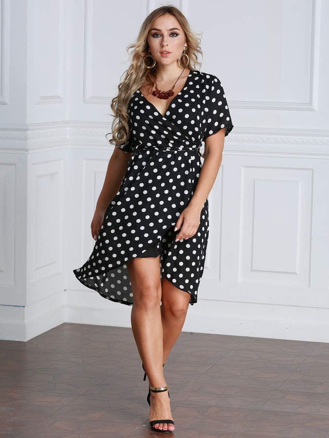 Shein Polka Dot Surplice Tie-Waist Dress