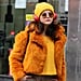 Shop Selena Gomez's Fuzzy Orange Cropped Coat