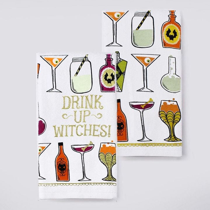 Celebrate Halloween Together "Drink Up Witches!" Kitchen Towel 2-Pack