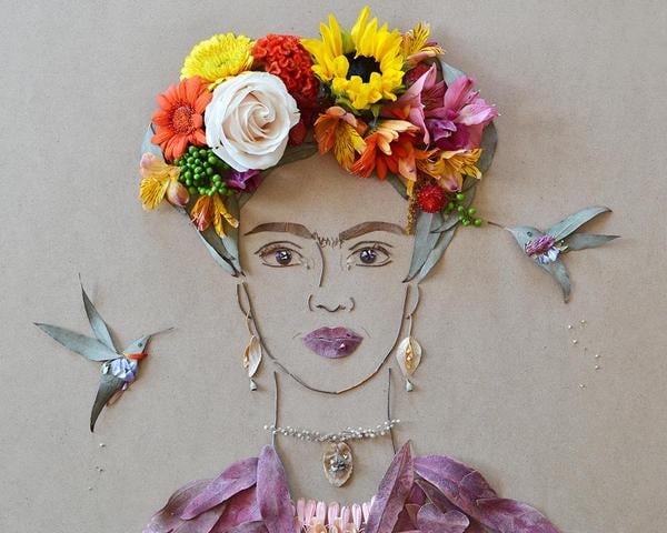 "Frida in the Garden II" Flower Face Print