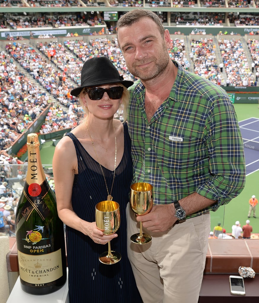 Naomi Watts and Liev Schreiber sipped on Champagne at the BNP Paribas Open in Indian Wells, CA, on Sunday.